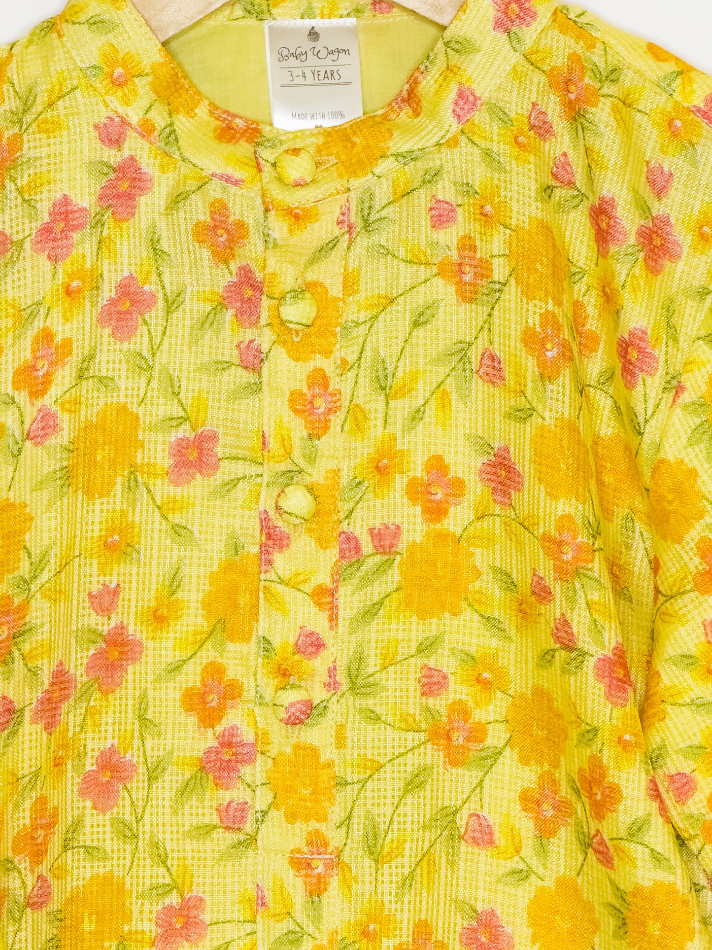 Yellow Floral Kota Doria Kurta Set