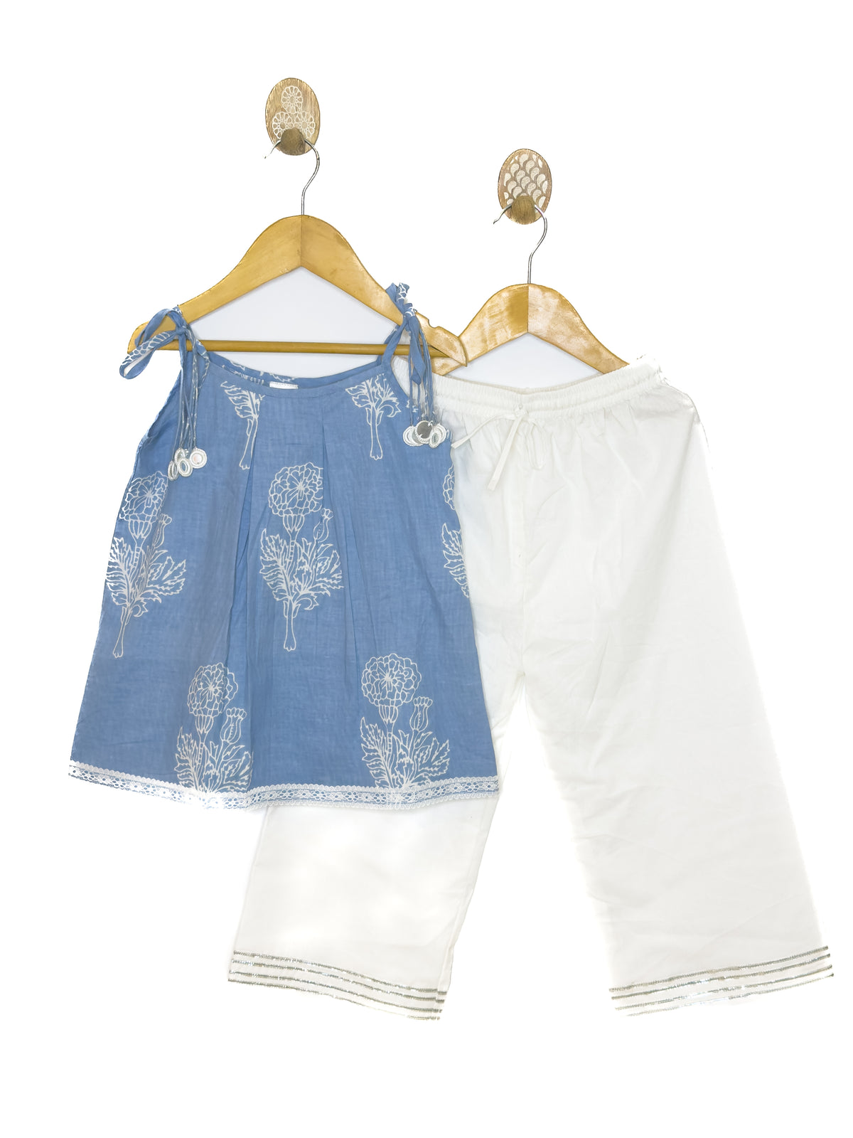 Blue Floral Cotton Tunic Palazzo Set