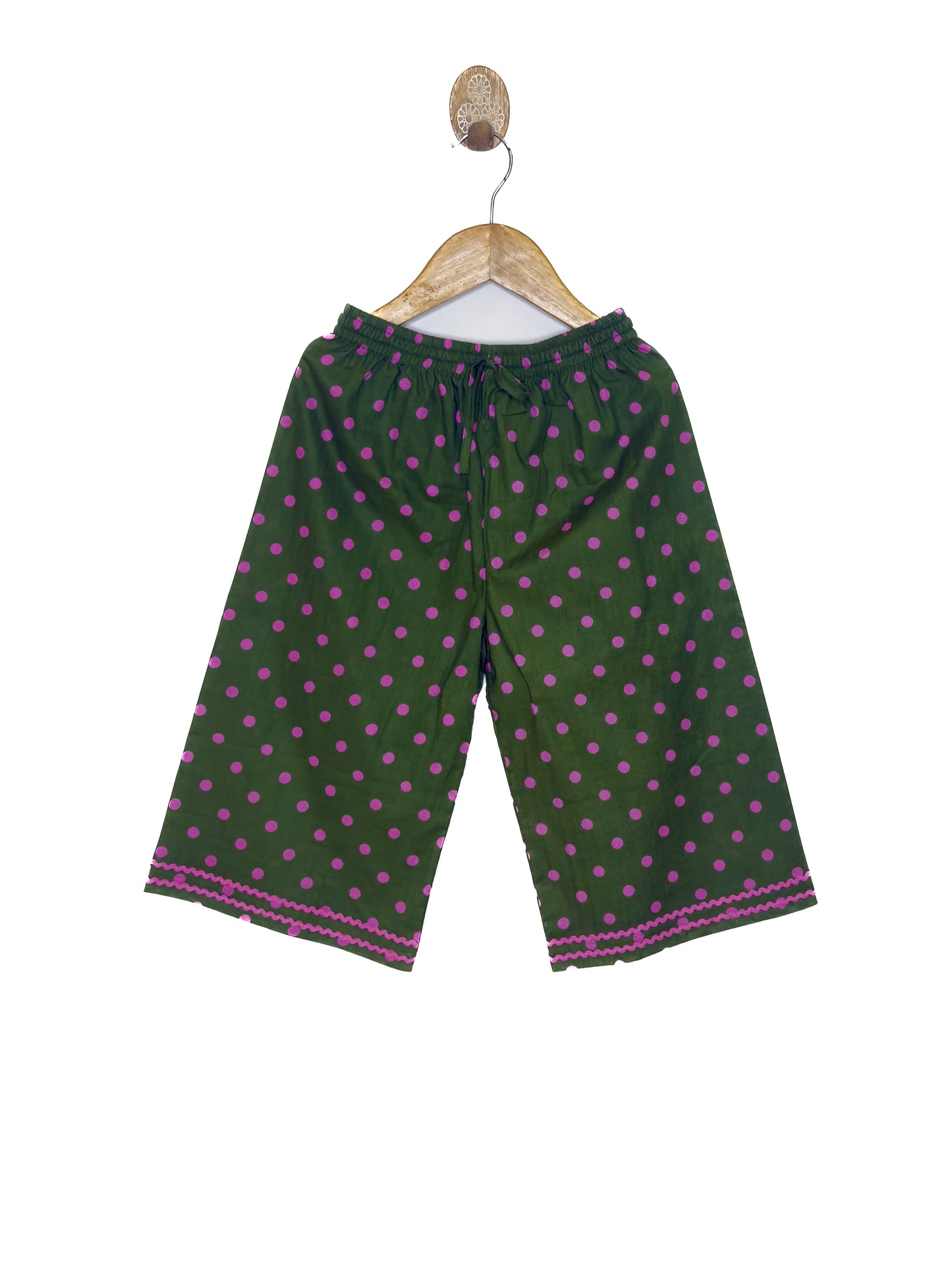 Green Pink Polka Dot Cotton Tunic Palazzo Set