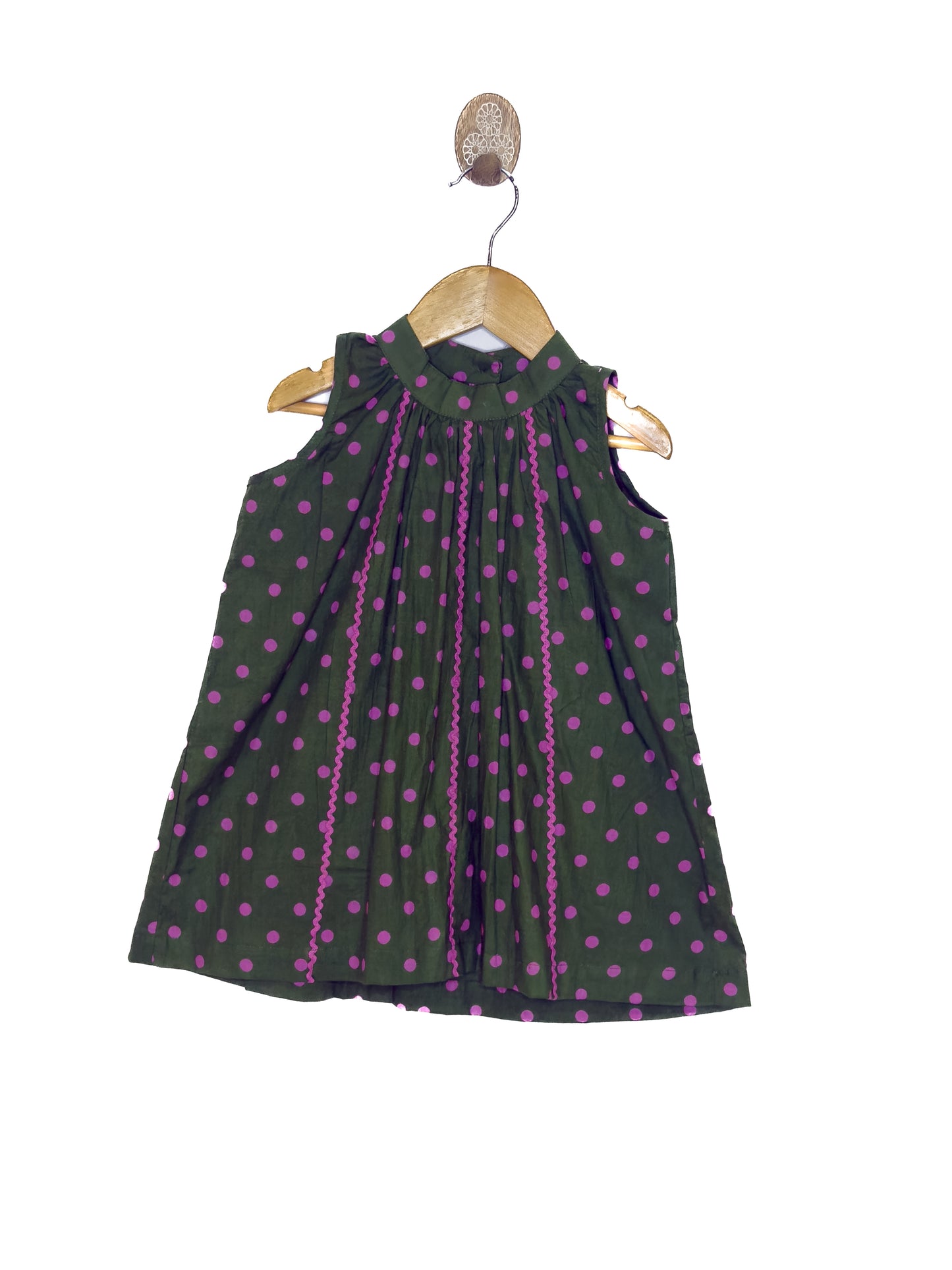 Green Pink Polka Dot Cotton Tunic Palazzo Set