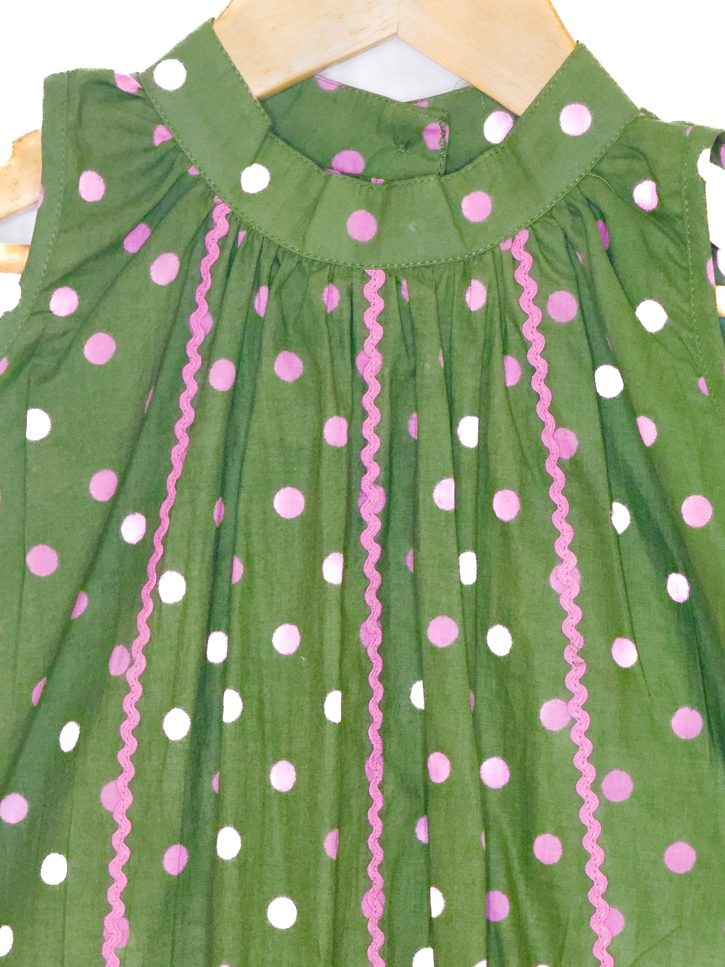 Green Pink Polka Dot Cotton Tunic Palazzo Set