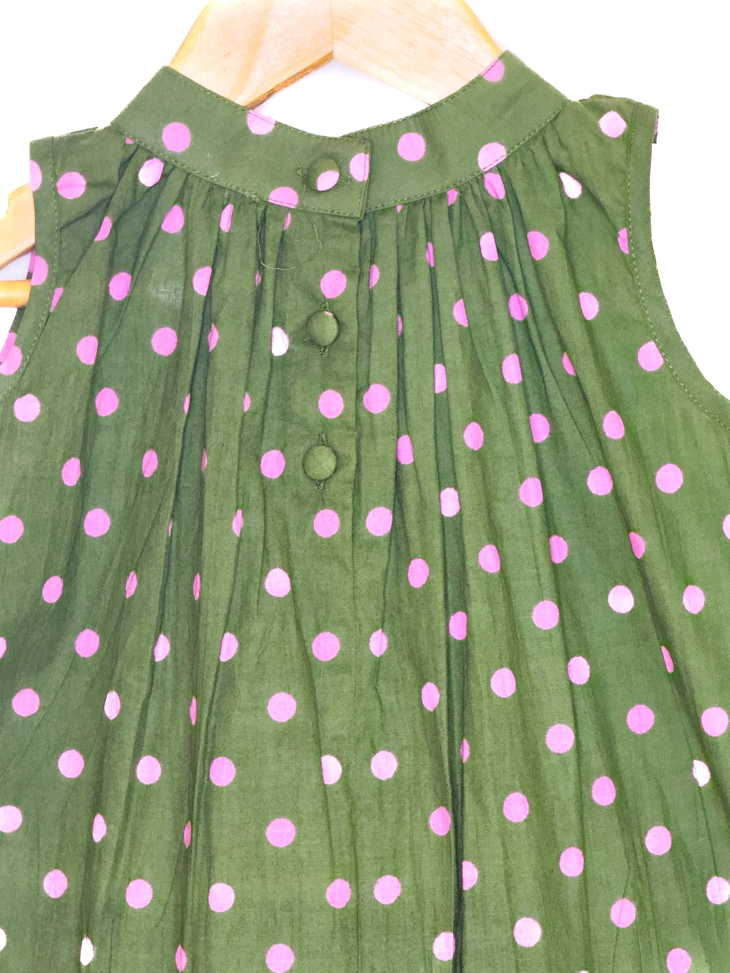 Green Pink Polka Dot Cotton Tunic Palazzo Set