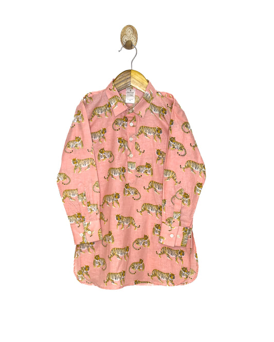Peach Sher Cotton Kurta Set