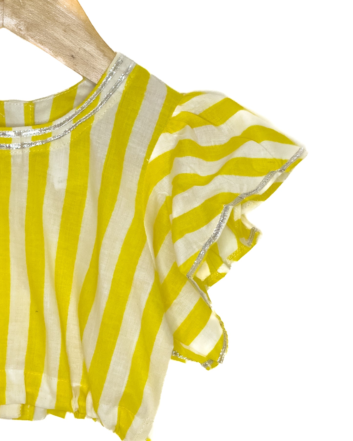 Yellow and White Stripe Lehenga
