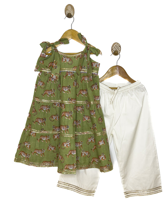 Green Sher Kurta Plazo Set