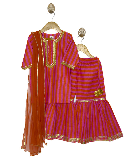 Pink and Orange Gharara Set