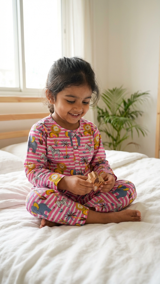 Round Neck Stripe Animal Hub Set