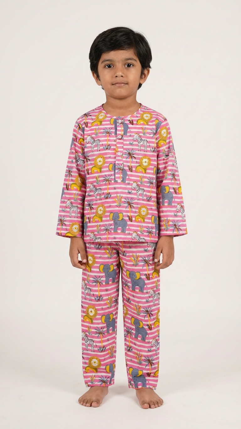 Round Neck Stripe Animal Hub Set