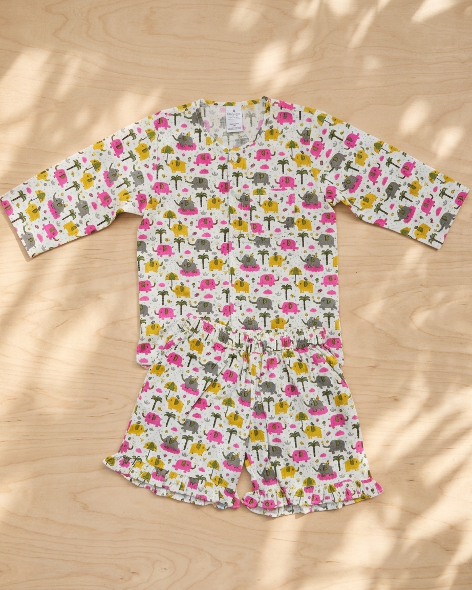 Colorful Elephant Party Short Set