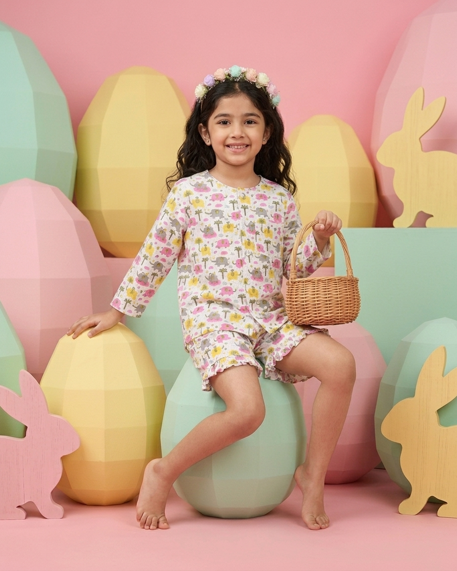 Colorful Elephant Party Short Set