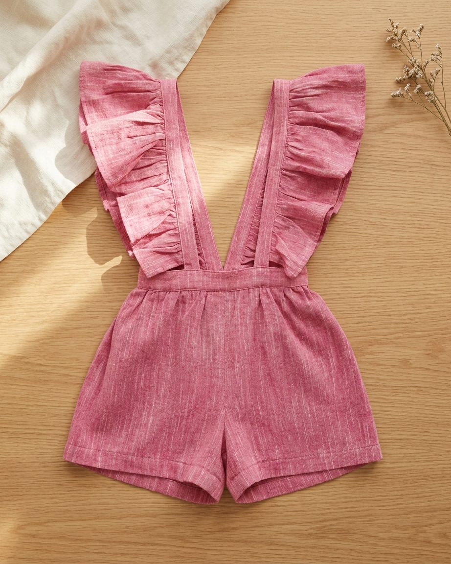 Pink Ruffle Dungaree