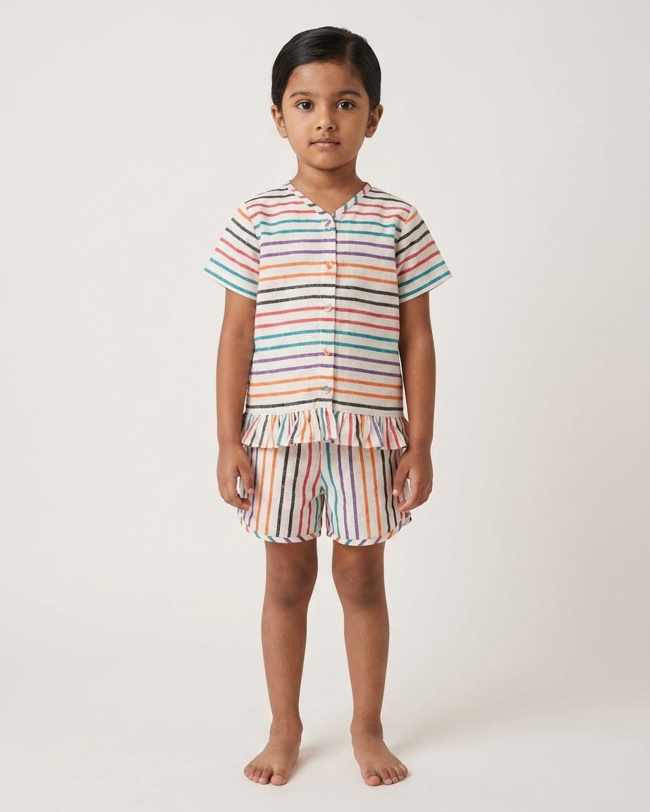 Beige Multi-Stripe Playsuit