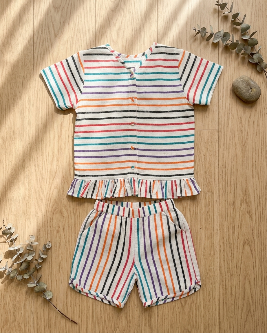 Beige Multi-Stripe Playsuit