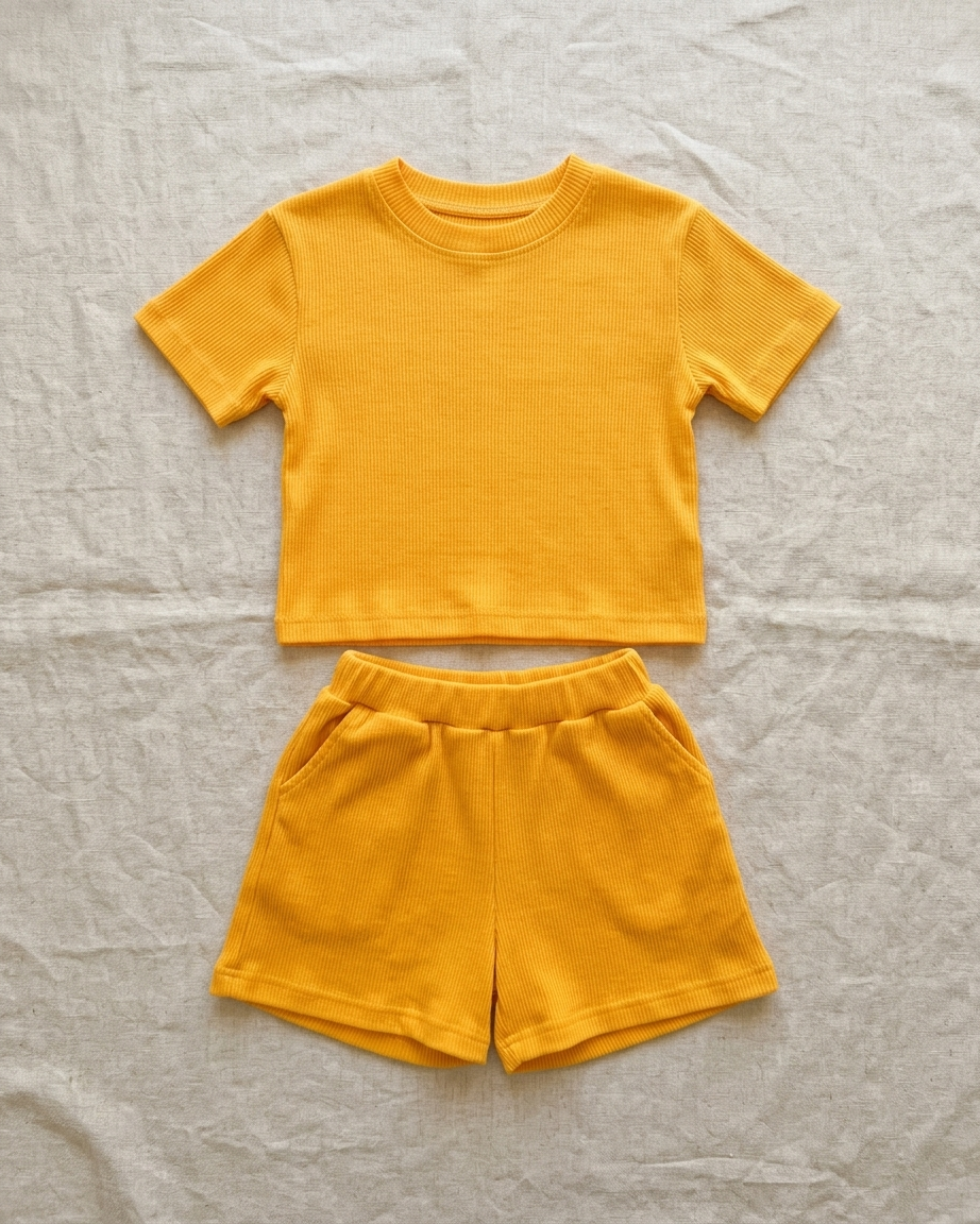 Orange Ribbed Playsuit