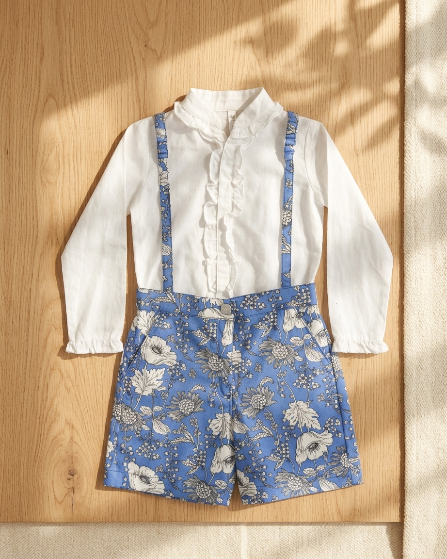 Blue Floral Dungaree