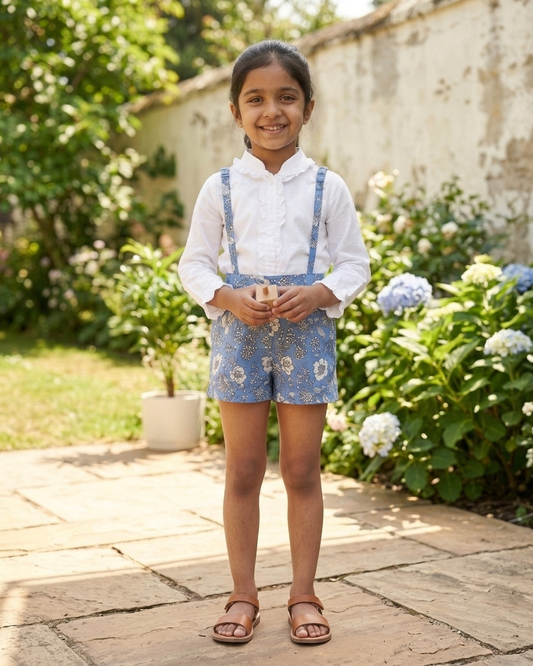 Blue Floral Dungaree