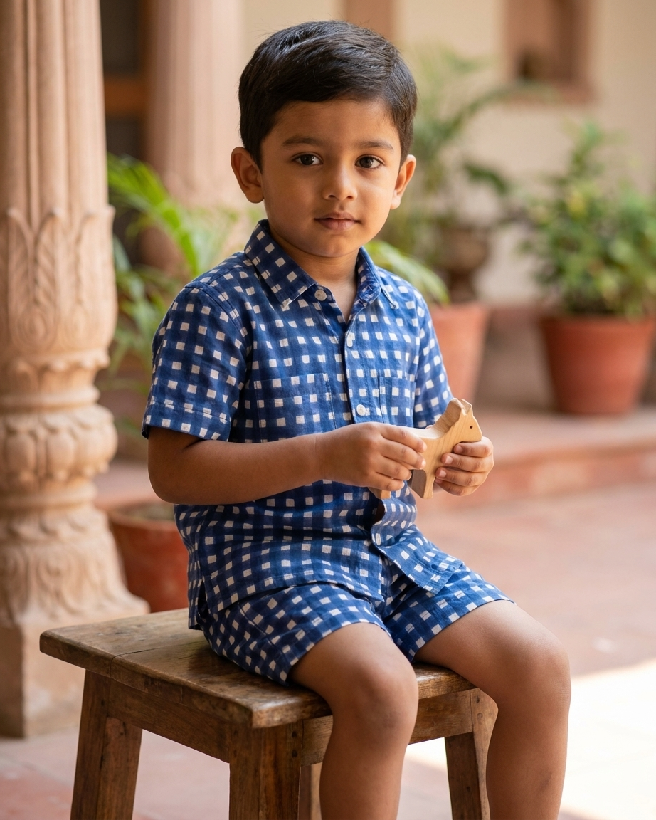 Indigo Checks Co-ord Set