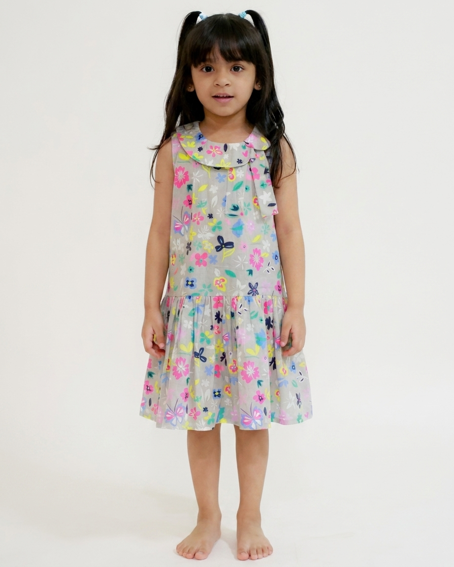 Grey Floral Dress