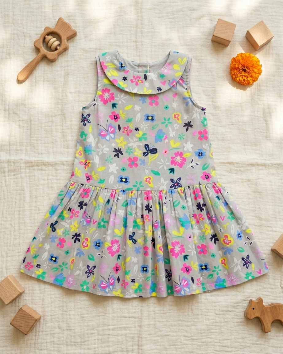 Grey Floral Dress