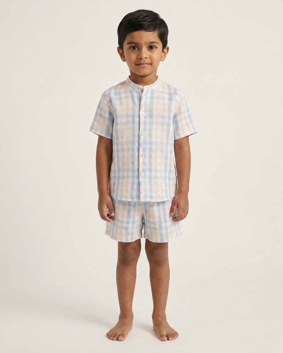 Blue Peach Check Playsuit