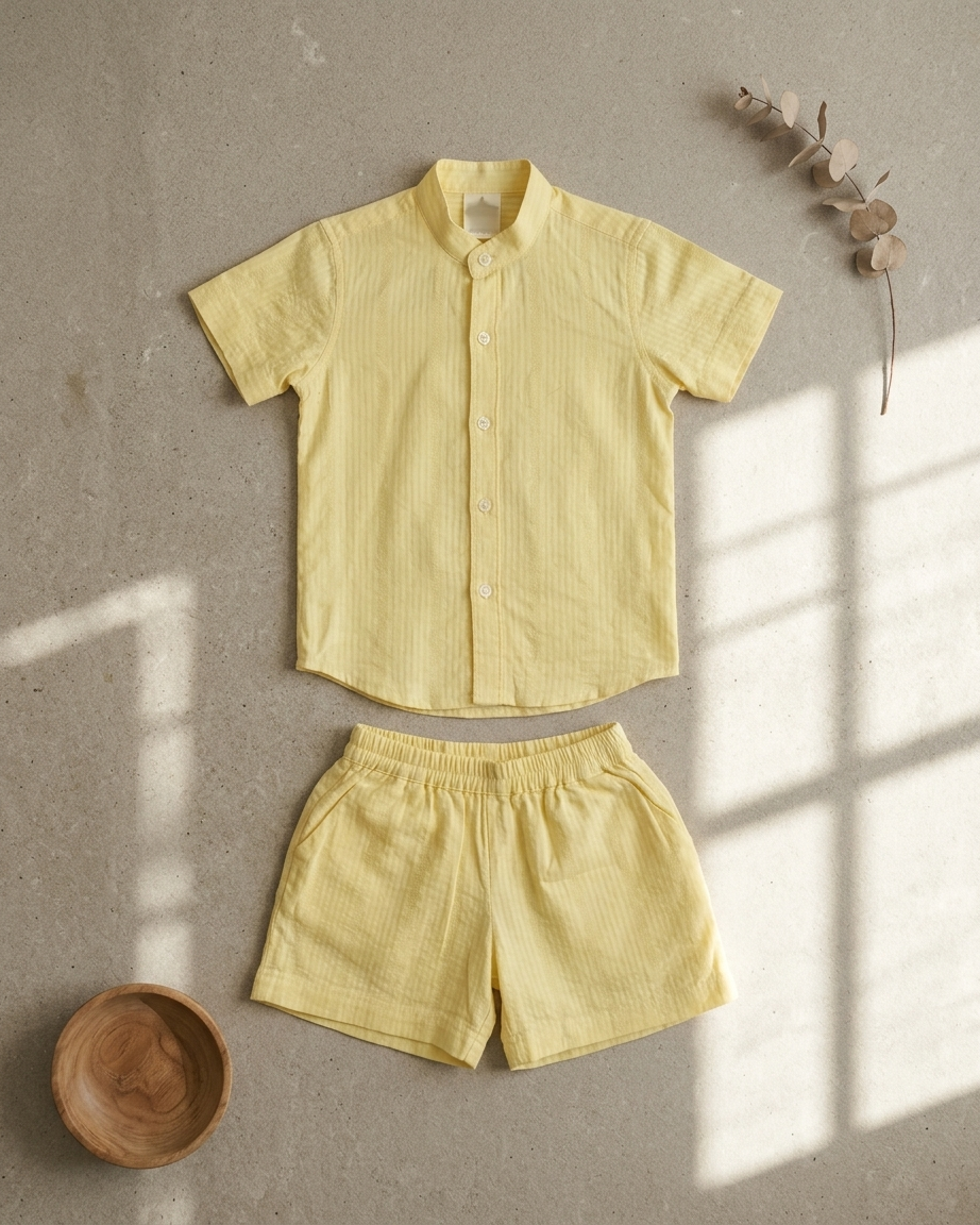 Yellow Seersucker Playsuit Set