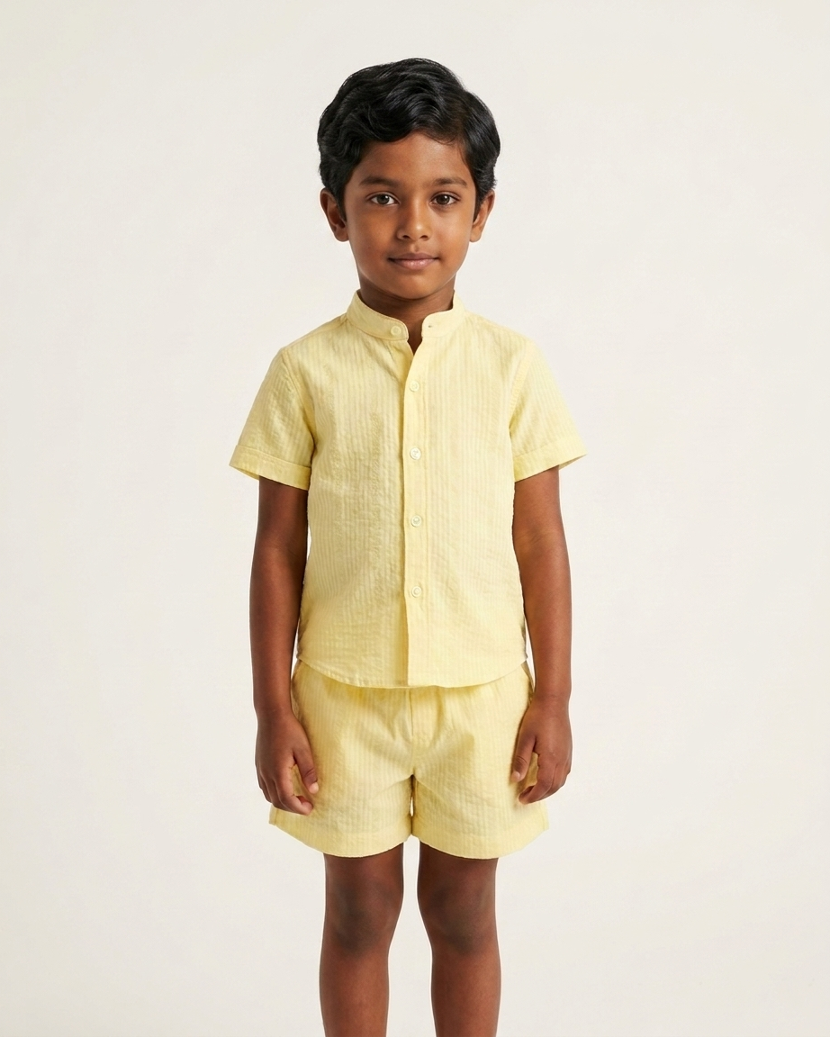 Yellow Seersucker Playsuit Set