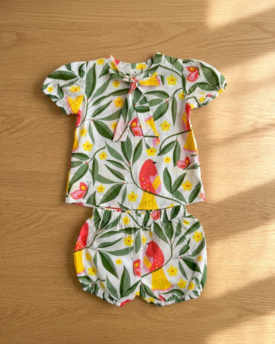 Jaipuri Bird Print Co-ord Set