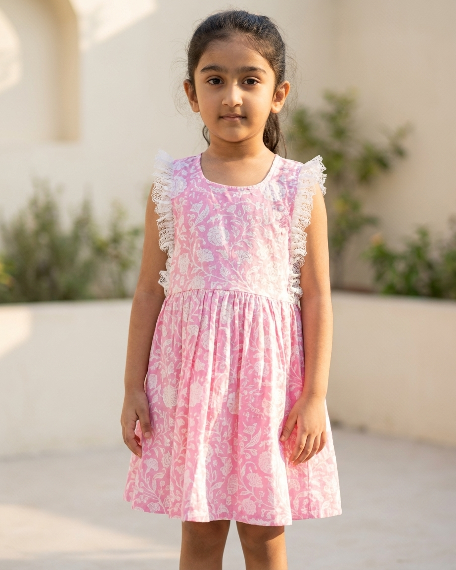 Pink Jaipuri Print Dress