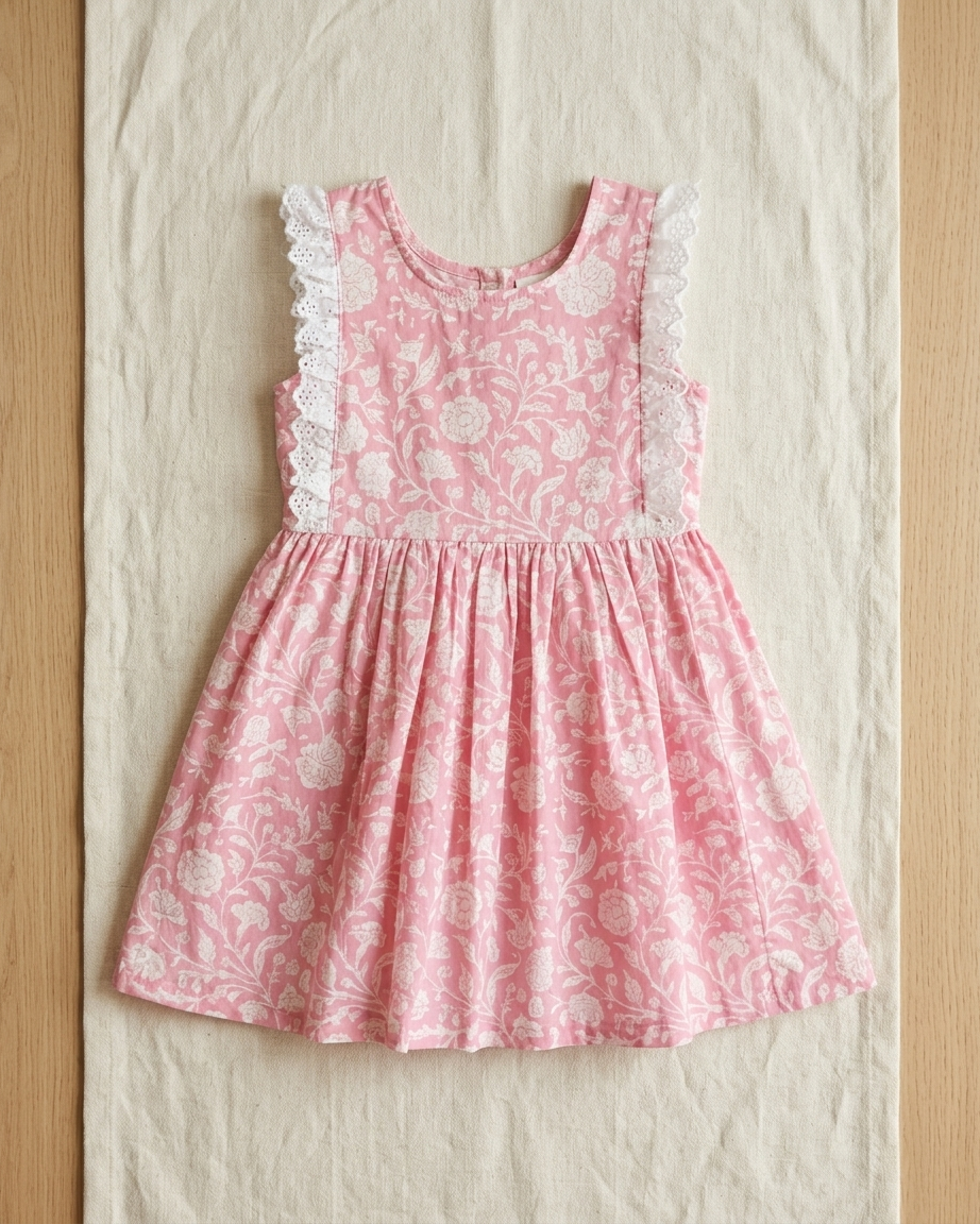 Pink Jaipuri Print Dress