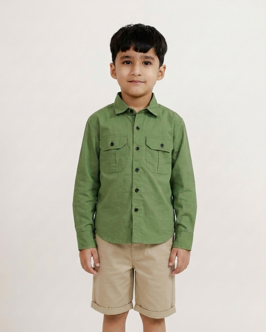 Military Green Double Pocket Shirt