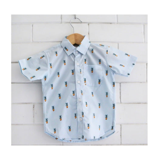 Ice Blue Pineapple Print Shirt
