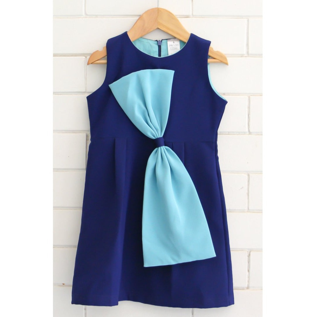 Two Shaded Blue Dress with Bow