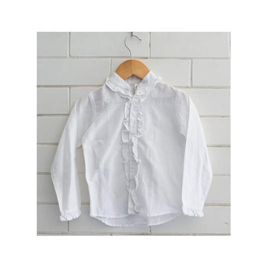 White Linen Ruffle Shirt