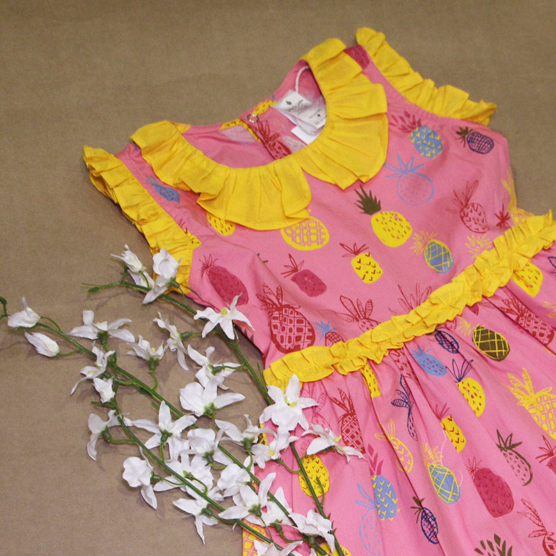 Pink Pineapple Cotton Dress
